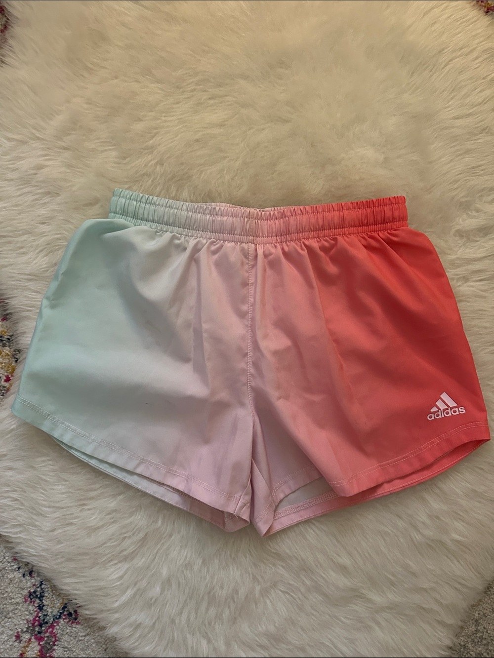 adidas girls Ombre Mint to Coral Athletic Shorts